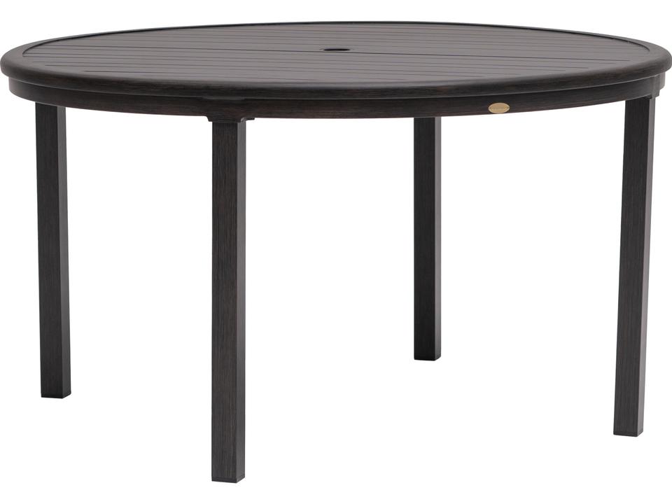 Canbria 54-Inch Round Dining Table with Umbrella Hole in Rusty Umber