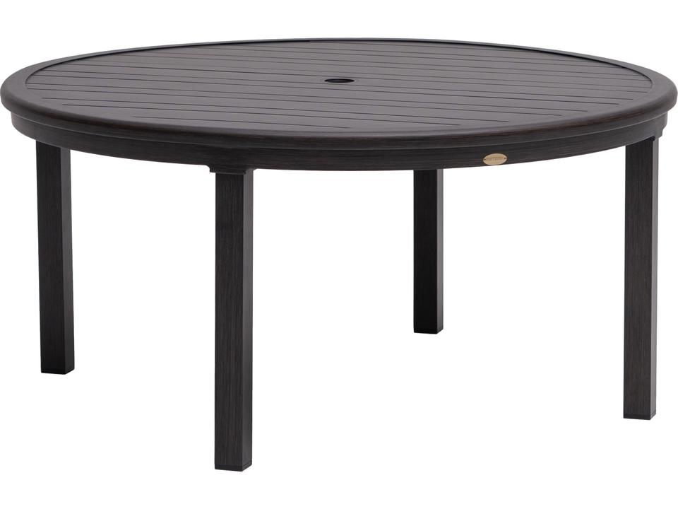 Canbria 48-Inch Round Aluminum Chat Table in Rusty Umber with Umbrella Hole