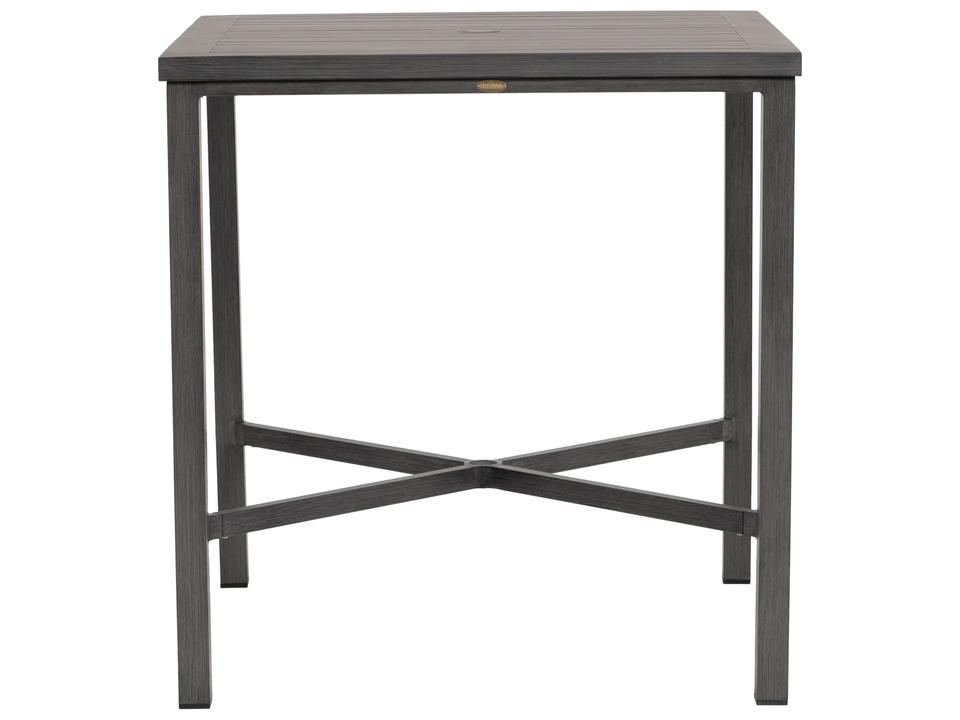 Canbria Square Aluminum Bar Table in Opal Grey with Umbrella Hole