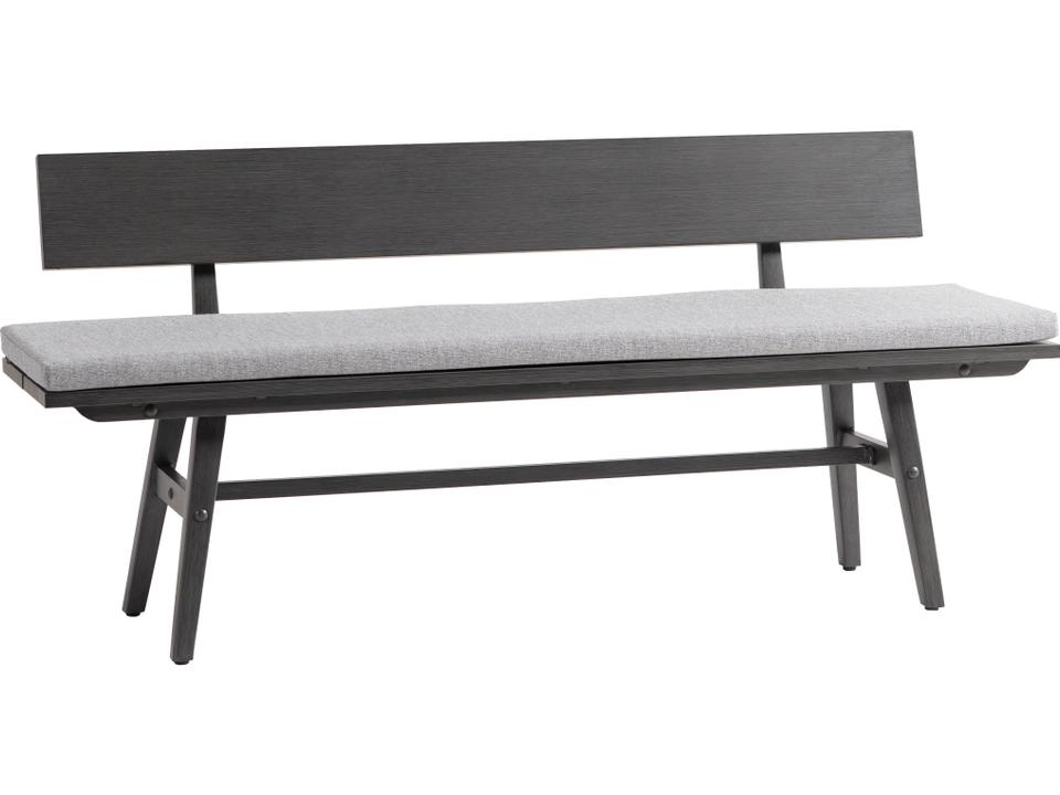 Canbria Outdoor Aluminum Bench with Back in Weathered Wood Grain Finish