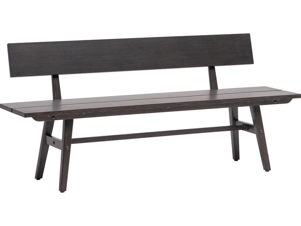Canbria Outdoor Aluminum Bench with Back in Rusty Umber