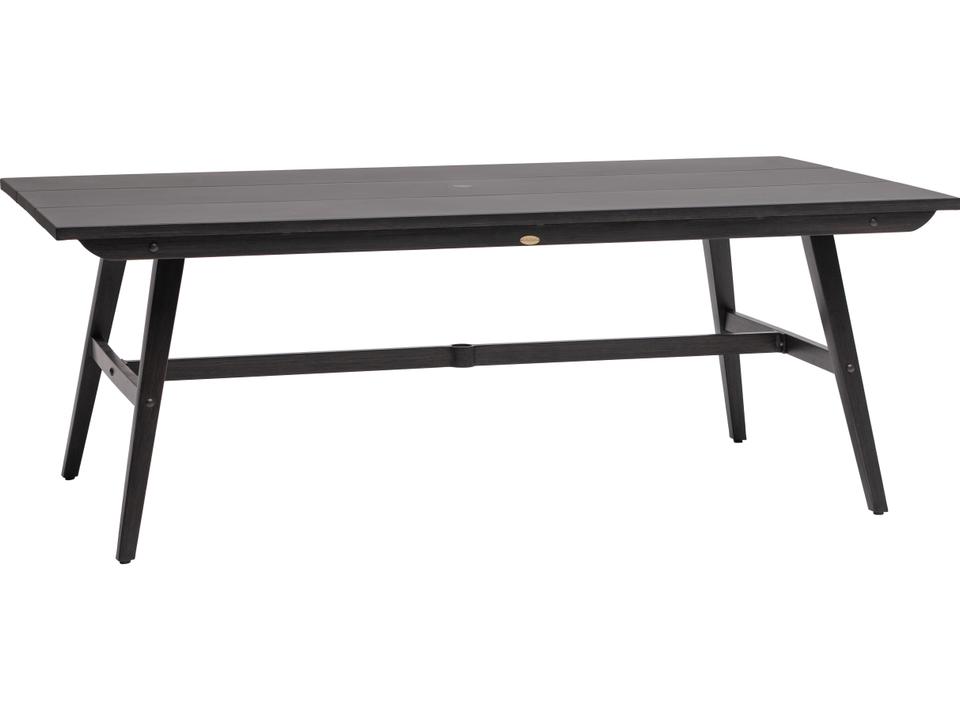 Canbria Rectangular Outdoor Dining Table in Rusty Umber with Umbrella Hole