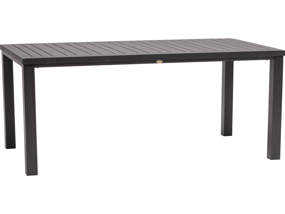 Canbria Rectangular Dining Table in Rusty Umber with Aluminum Frame and Umbrella Hole