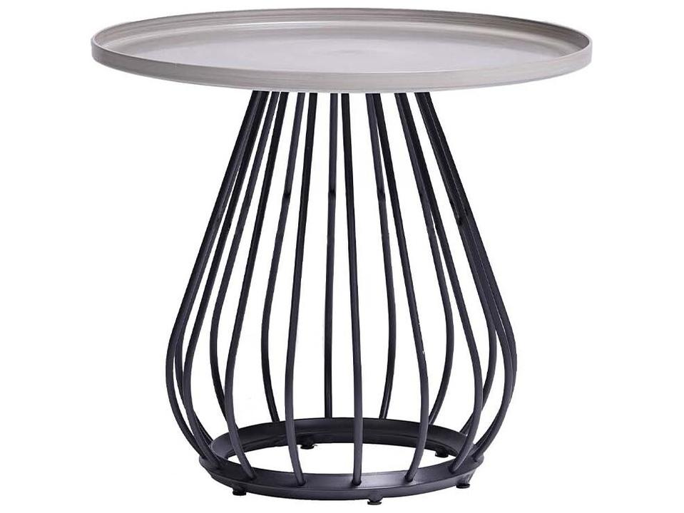Diva Round Outdoor End Table in Graphite Aluminum and Cement