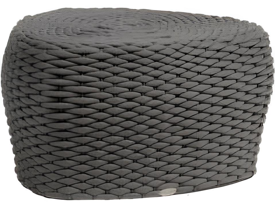 Roca Gray Outdoor Ottoman in Powder-Coated Aluminum and Durastrap