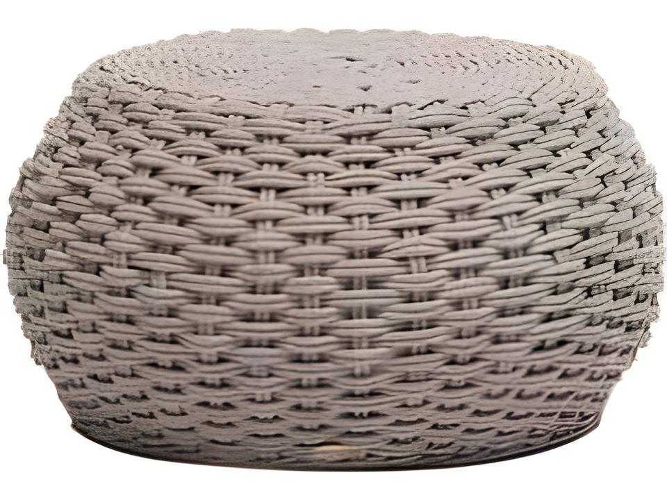 Giro Round Outdoor Ottoman in Linen Durarope and Powder-Coated Aluminum