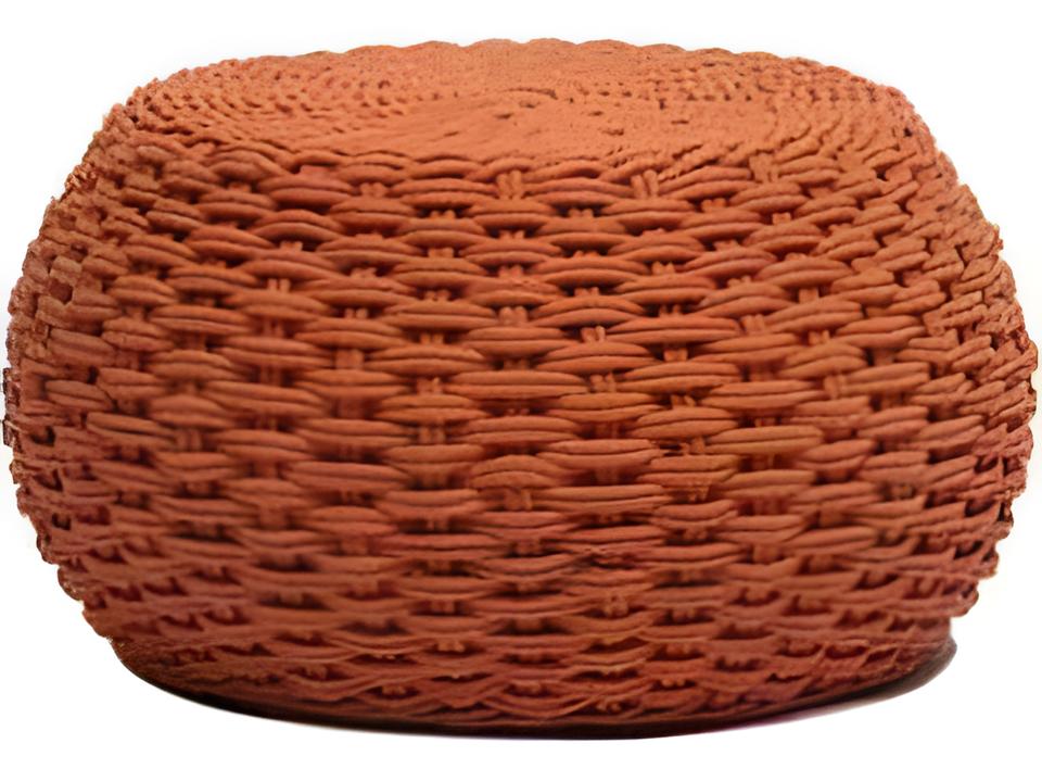 Giro Outdoor Ottoman in Orange Durarope and Powder-Coated Aluminum