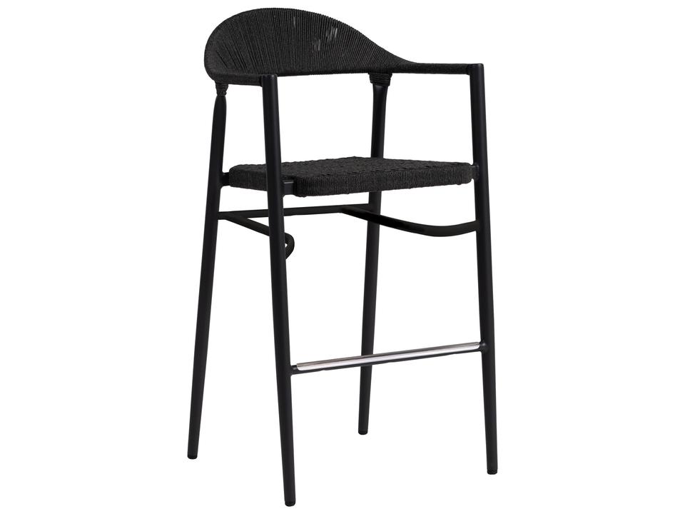 Ballina Aluminum Rope Bar Stool with Arms in Charcoal and Diva Night