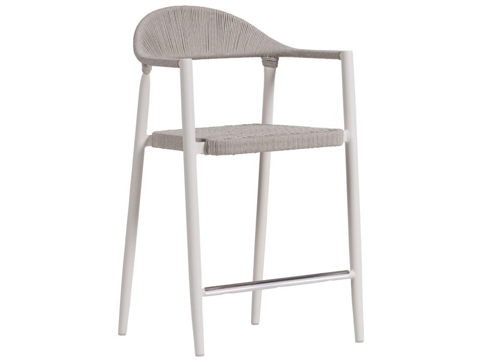 Ballina White Aluminum Rope Counter Stool with Arms