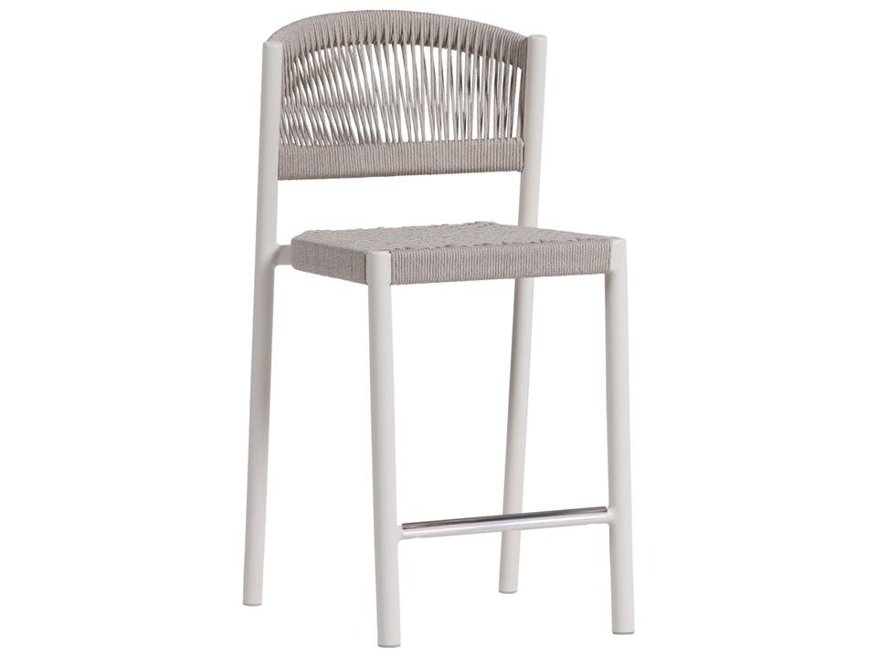 Naples Aluminum Rope Outdoor Counter Stool in White and Oat Milk