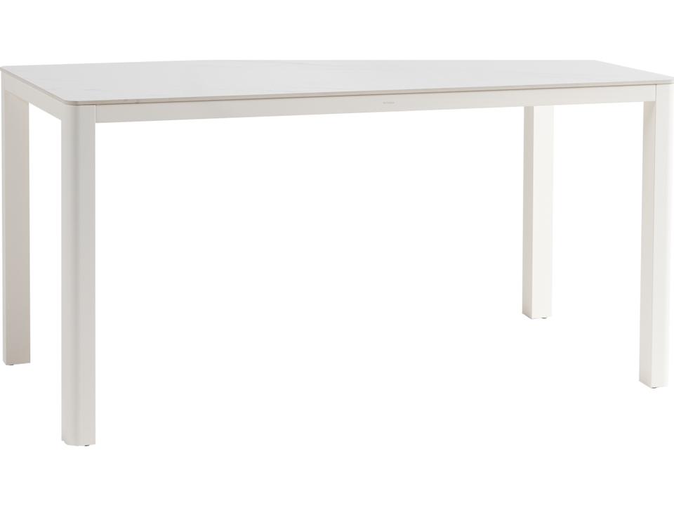 Hampshire Rectangular Counter Table in Glacier White with Sintered Stone Top and Umbrella Hole