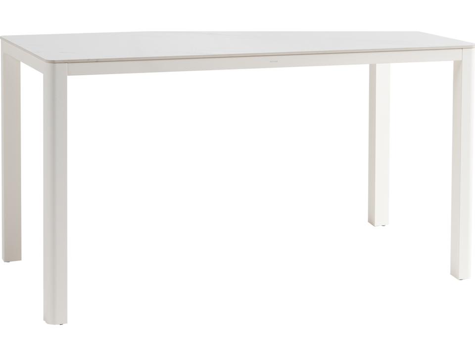 Hampshire Rectangular Aluminum Bar Table with Umbrella Hole in Glacier White