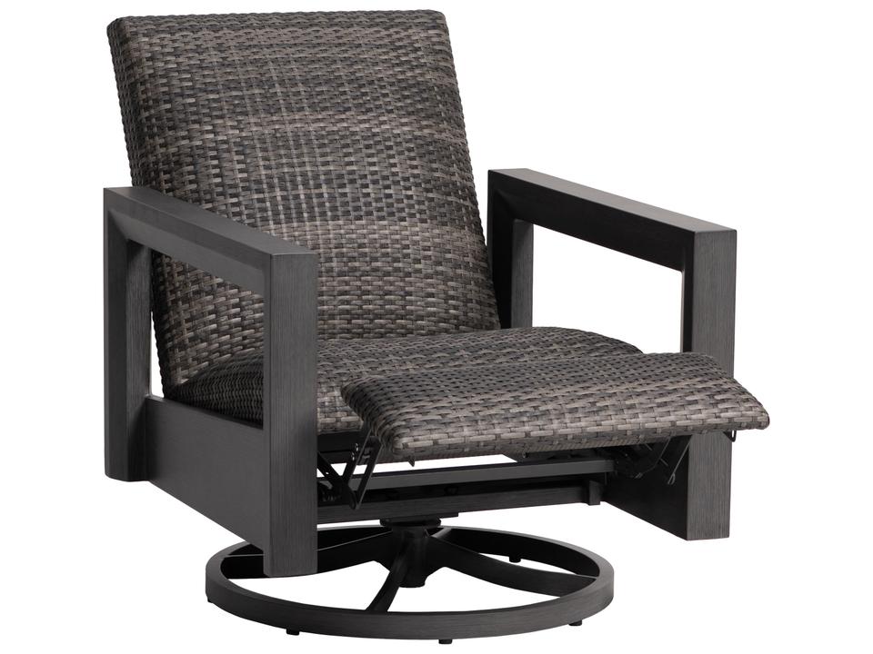 Bergen Aluminum Wicker Outdoor Swivel Reclining Lounge Chair in Pewter Opal Grey
