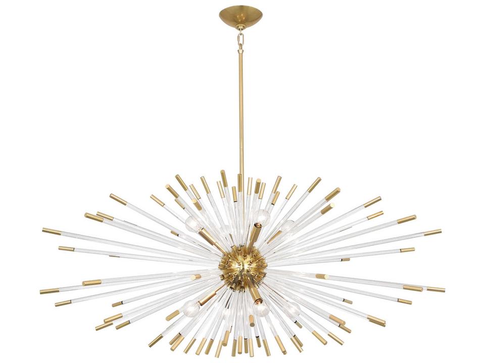 Andromeda 8-Light Sputnik Chandelier in Modern Brass with Lucite Rods