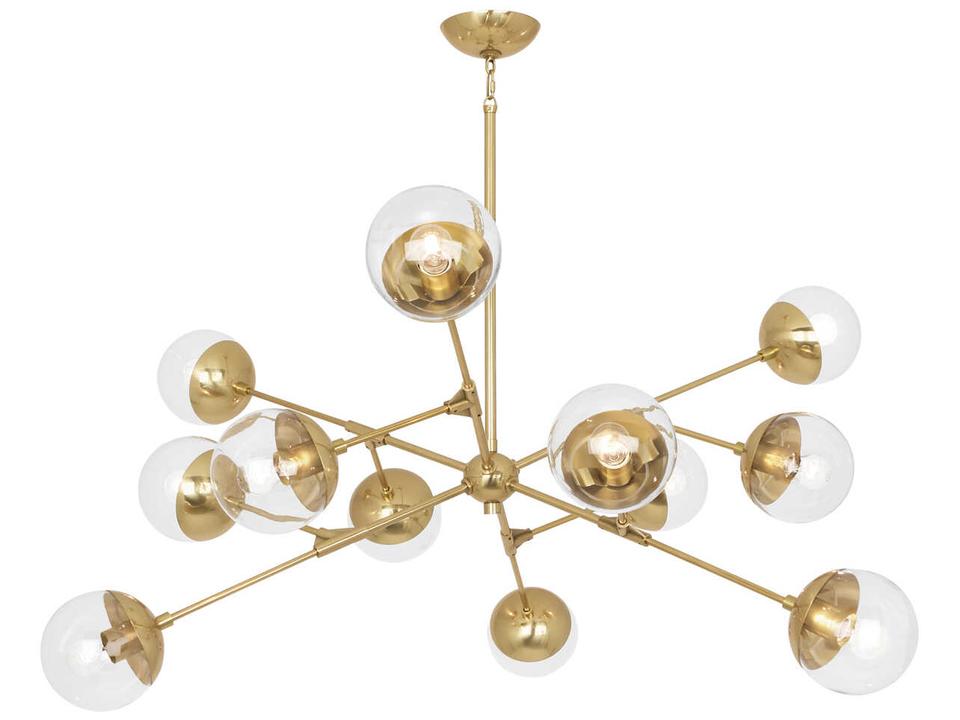 Celeste 12-Light Globe Sputnik Chandelier in Modern Brass and Clear Glass