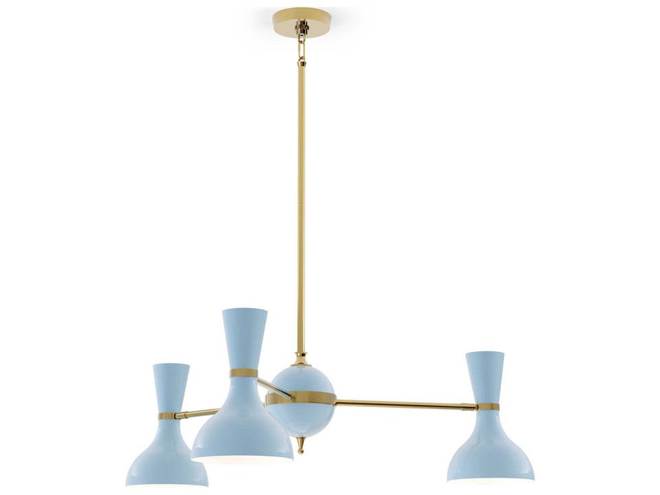 Clare 3-Light Chandelier in Modern Brass with Painted Metal Shades