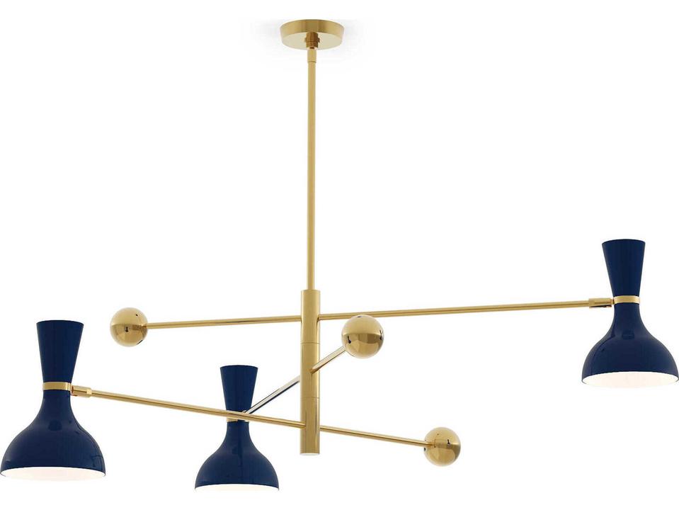 Clare Chandelier in Modern Brass with Painted Metal Shades