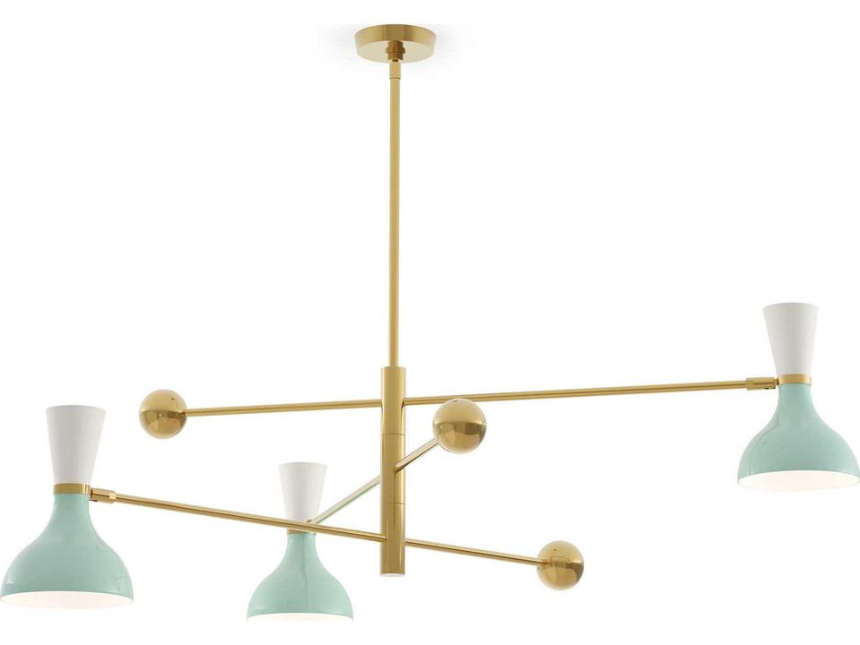 Clare 3-Light Chandelier in Modern Brass with Mint and Lily Painted Metal Shades