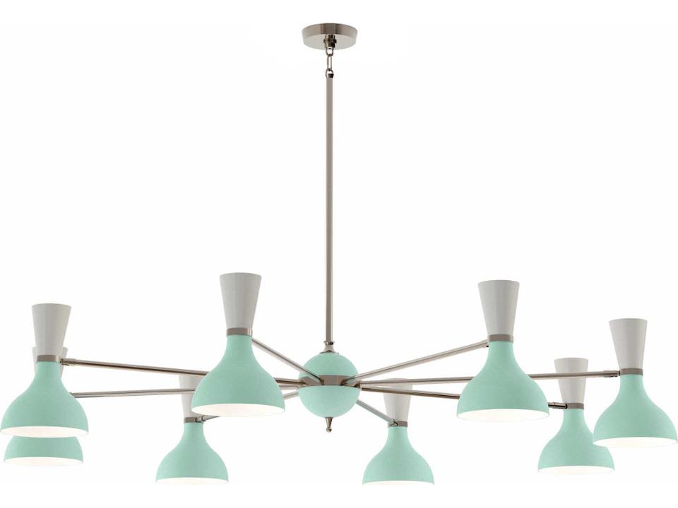 Clare 8-Light Chandelier in Polished Nickel with Mint and Lily Painted Metal Shades