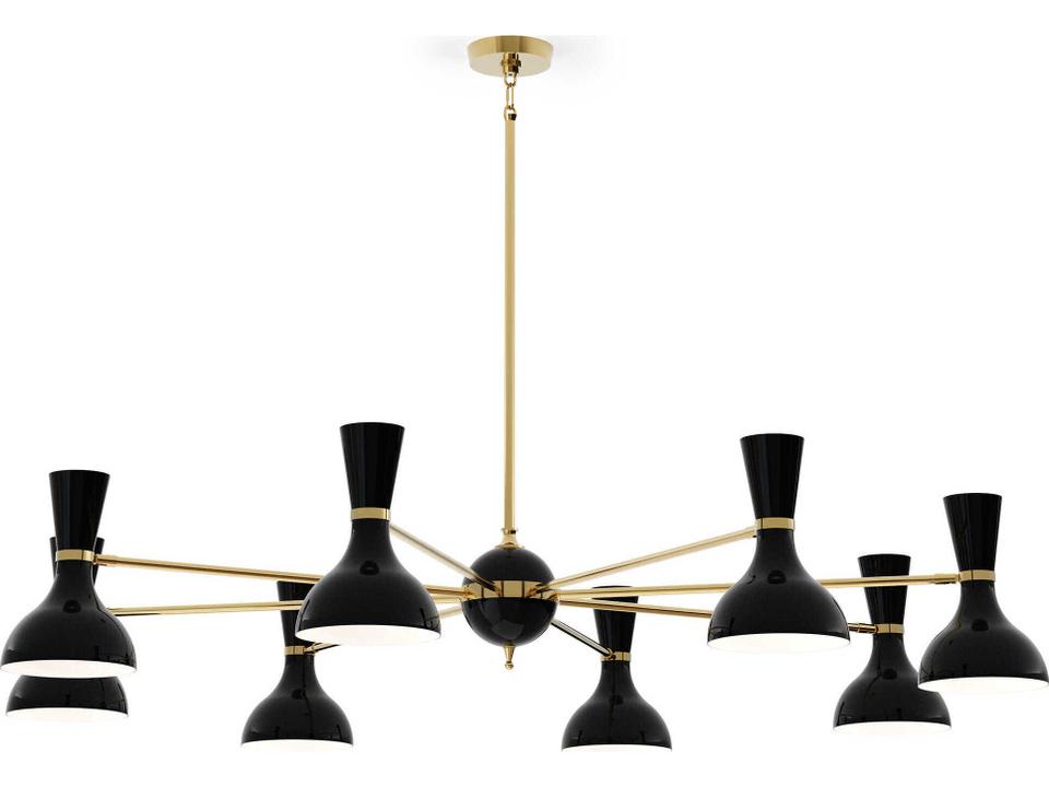 Clare 8-Light Chandelier in Polished Nickel and Obsidian