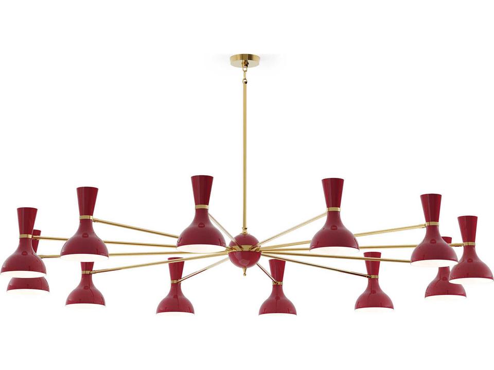 Clare 12-Light Chandelier with Oxblood Red Metal Shades
