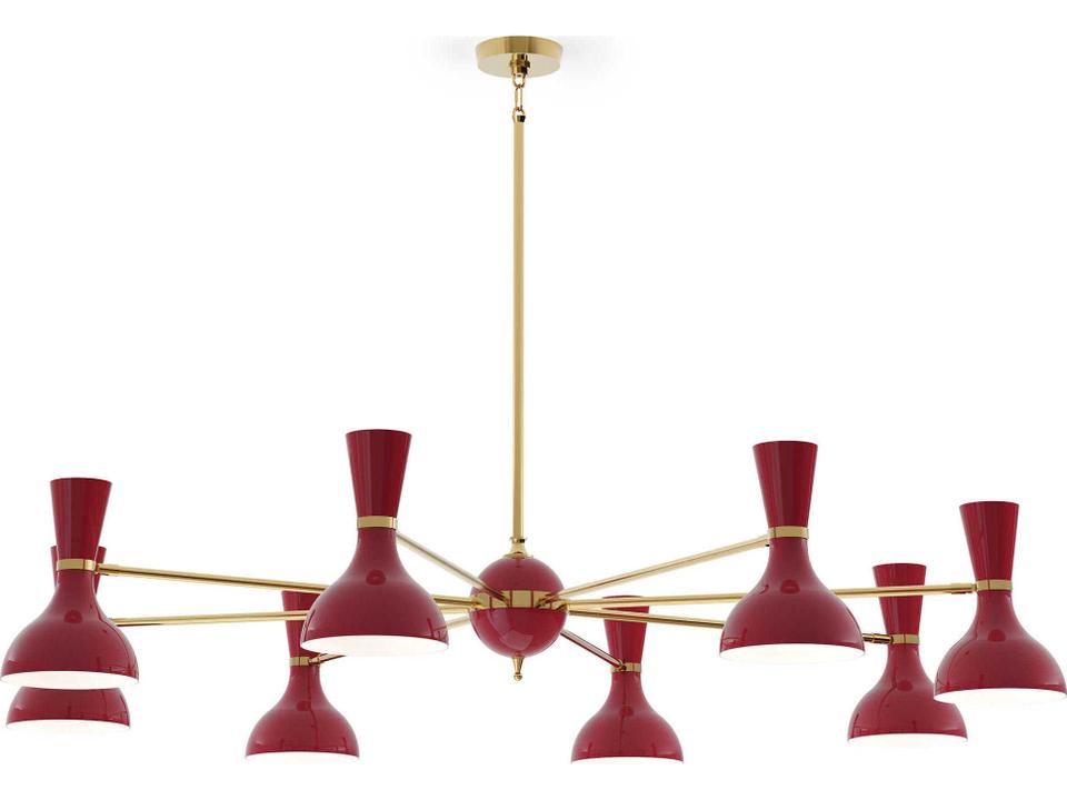 Clare 8-Light Chandelier in Oxblood Red and Modern Brass