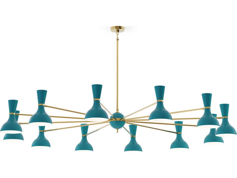Clare 12-Light Peacock Green Chandelier