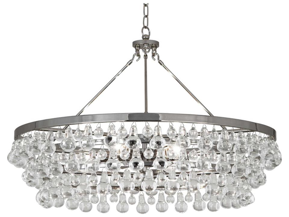 Bling 6-Light Chandelier in Polished Nickel with Clear Glass Crystal Drops