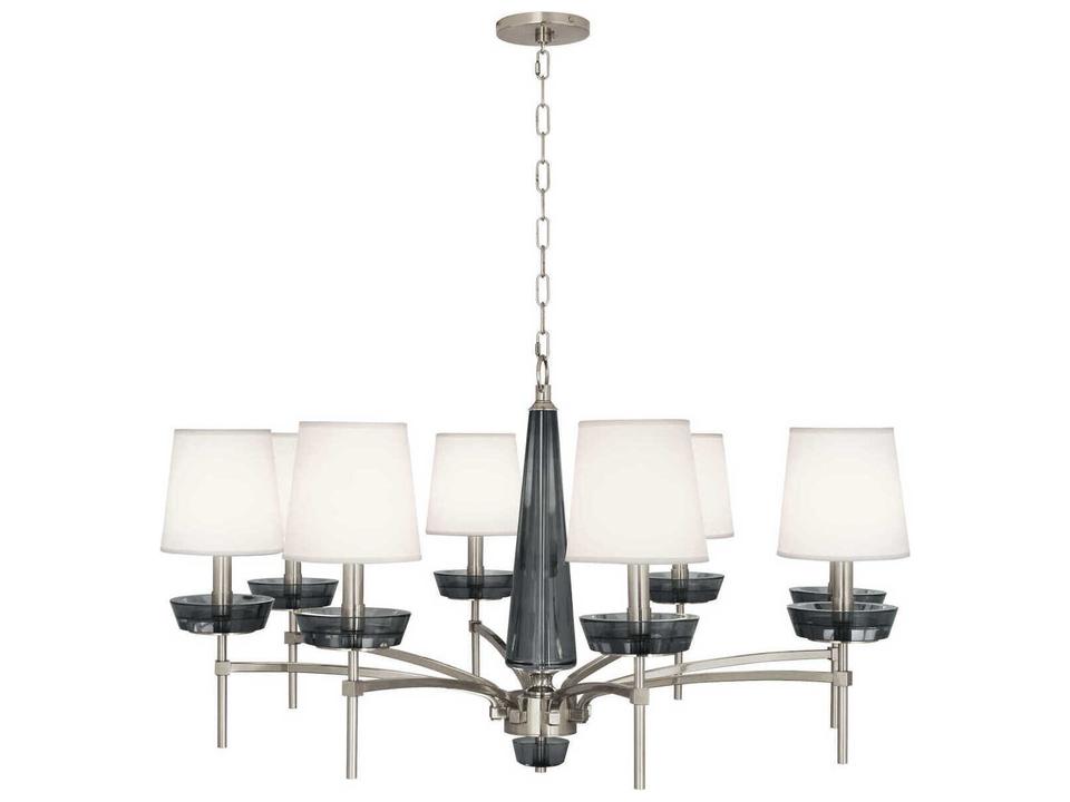 Cristallo 8-Light Chandelier in Polished Nickel and Smoke Gray Crystal