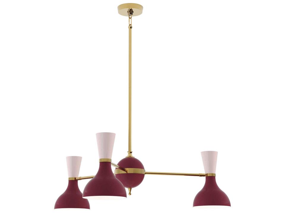 Clare 3-Light Chandelier in Modern Brass with Painted Metal Shades
