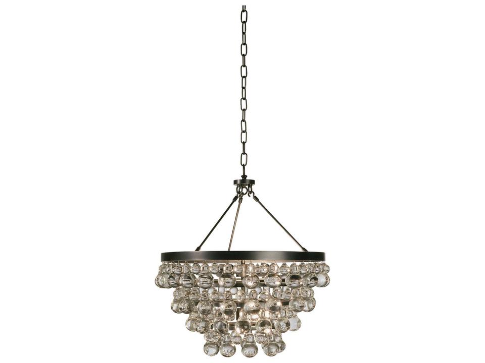 Bling 4-Light Chandelier in Deep Patina Bronze with Glass Drops