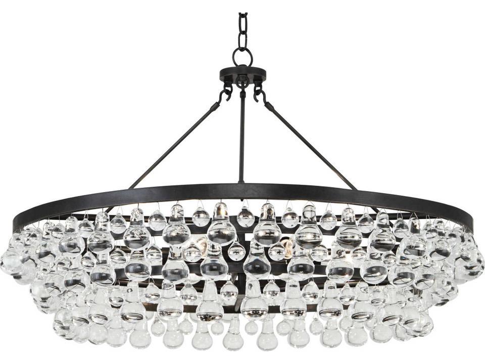 Bling 6-Light Chandelier in Deep Patina Bronze with Glass Drops