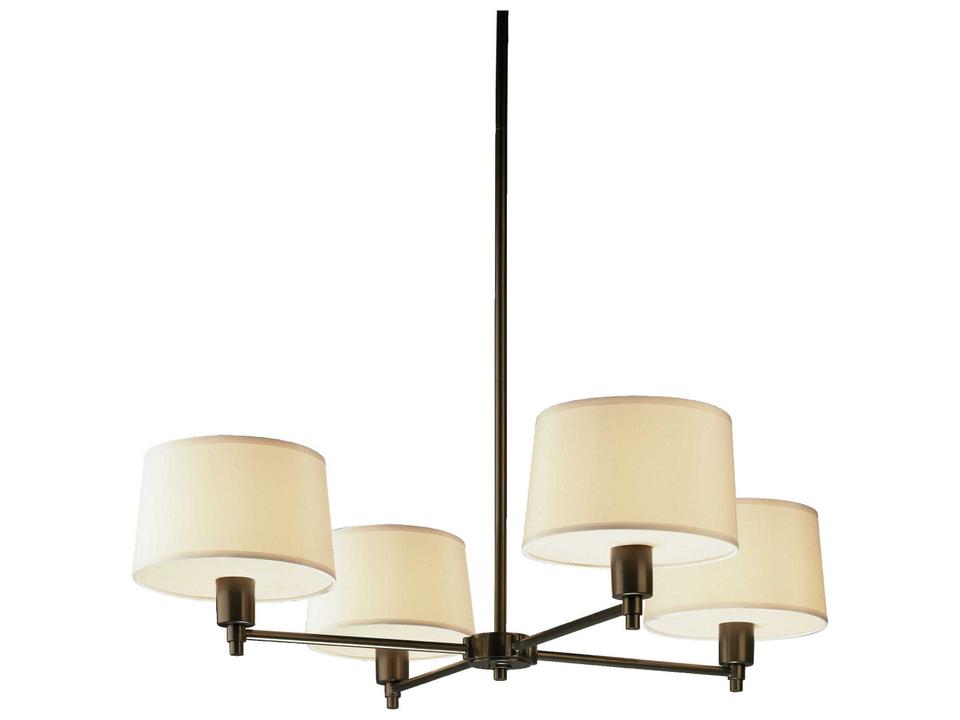 Real Simple 4-Light Chandelier in Deep Bronze with Snowflake Fabric Shades