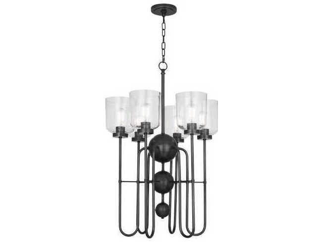 Williamsburg Tyrie 6-Light Chandelier in Deep Patina Bronze with Clear Glass Shades