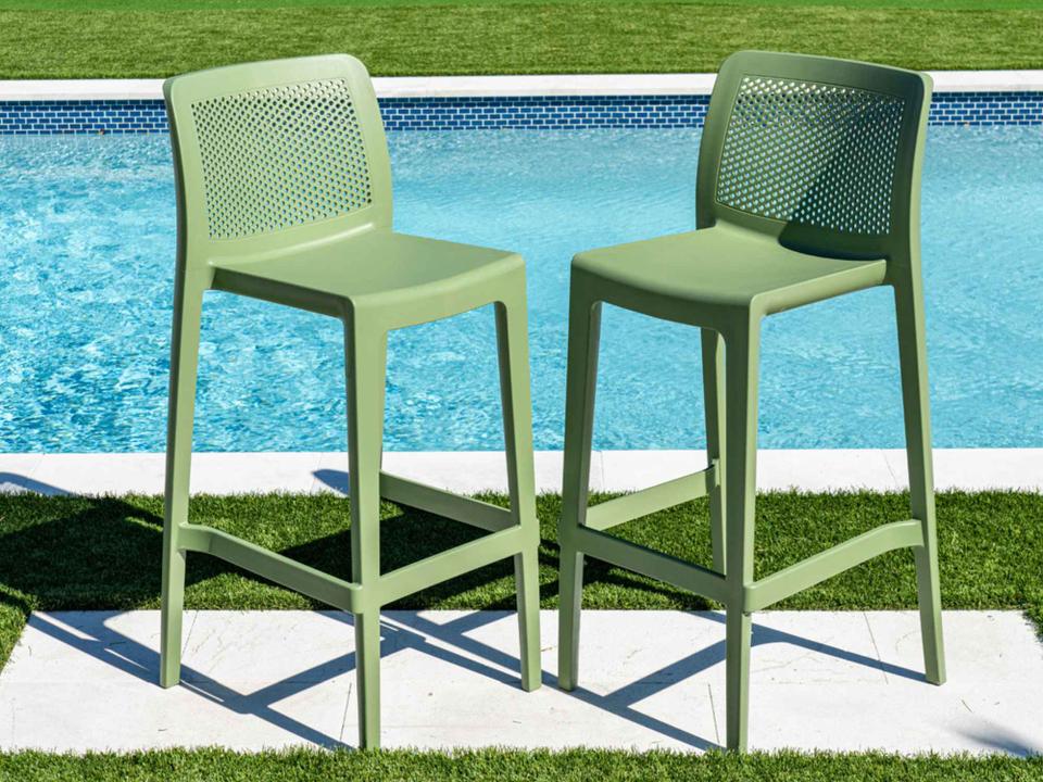 Lisa Polypropylene Bar Stool Green Outdoor Stackable