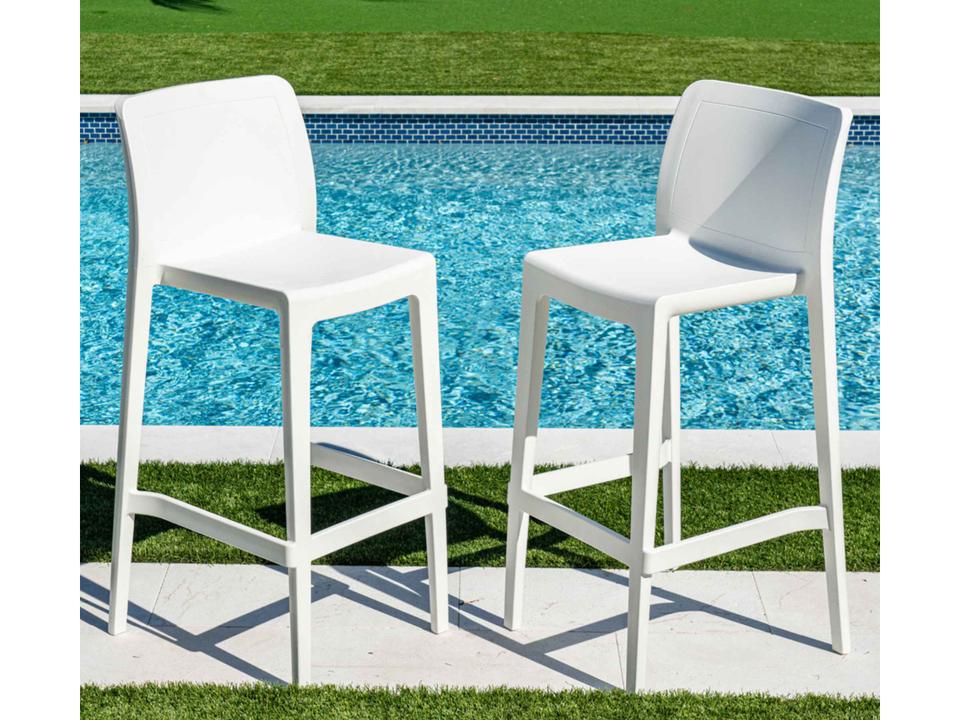 Luna White Polypropylene Bar Stool Set of 2