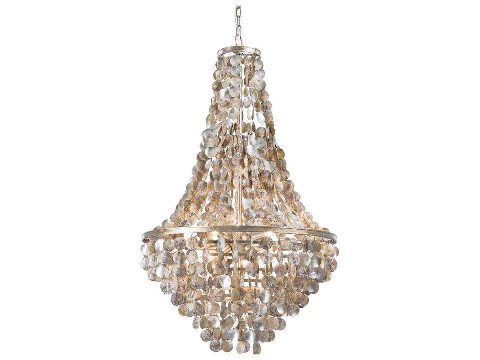 6-Light Capri Chandelier in Ambered Silver Leaf with Abalone Shells