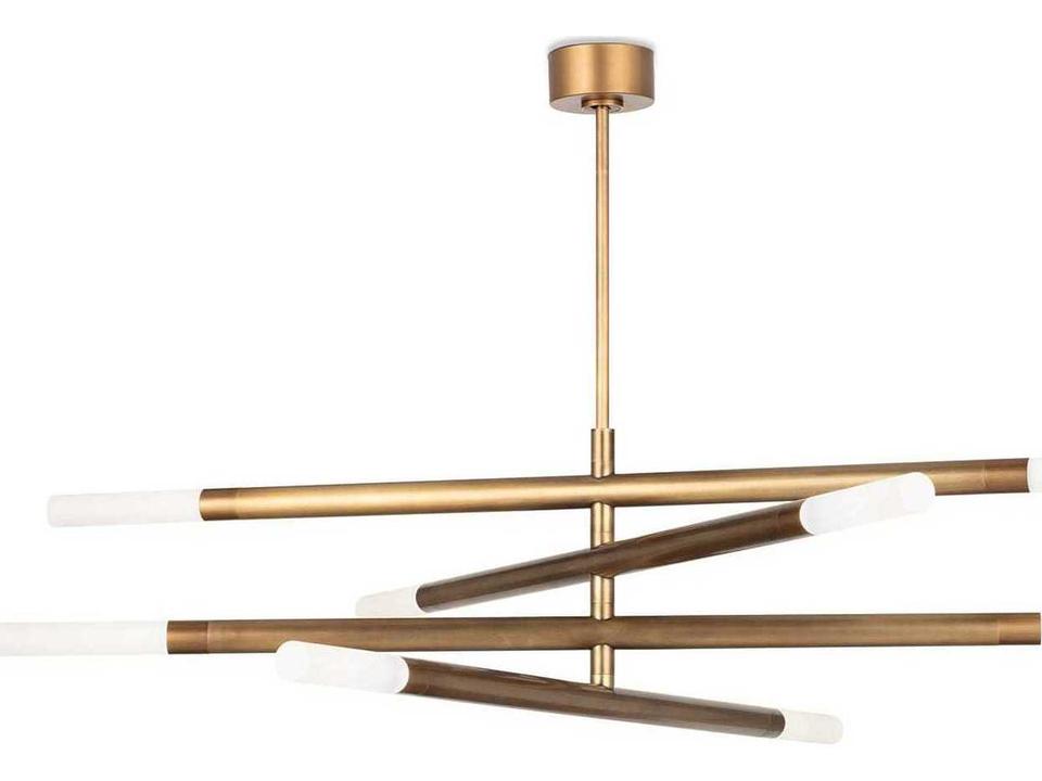 8-Light Wick Linear Chandelier in Natural Brass