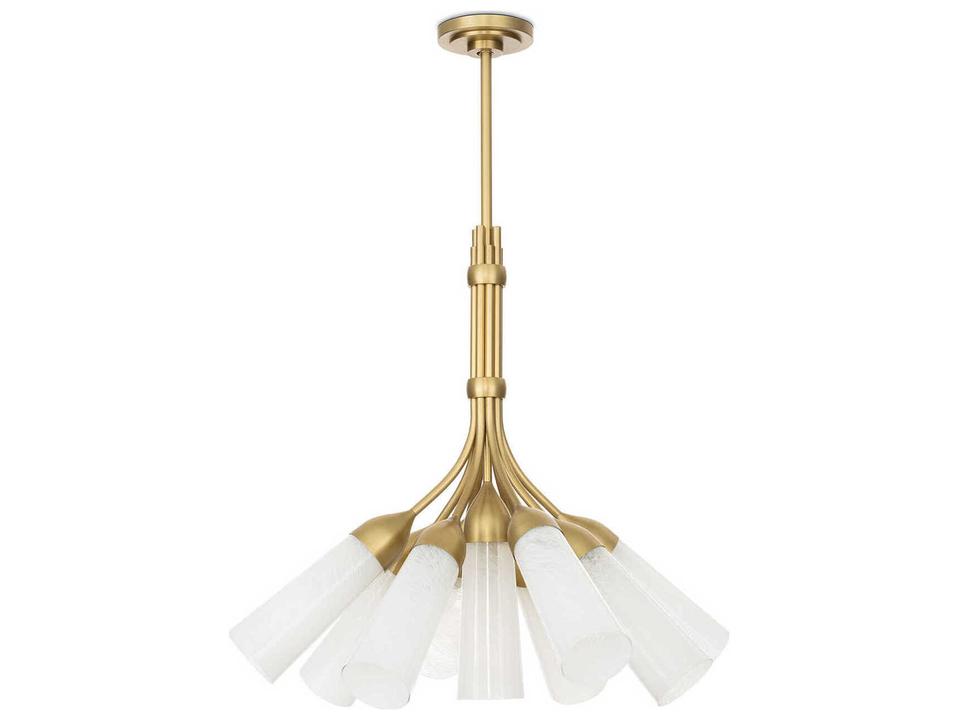 Mousseaux 9-Light Chandelier in Natural Brass with Fluted Glass