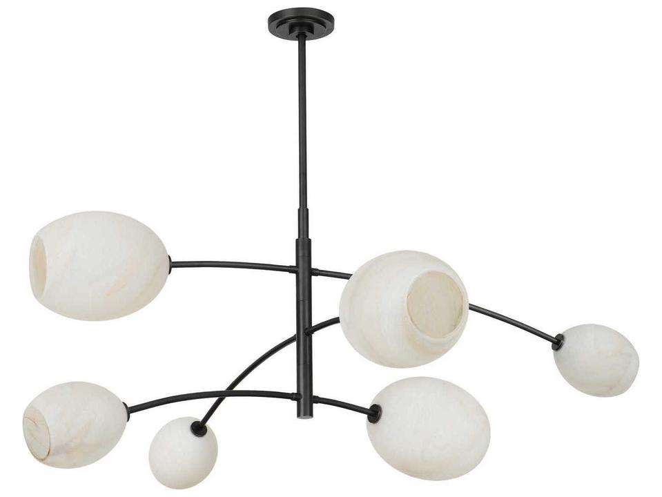Artemis 6-Light Chandelier in Oil Rubbed Bronze with Alabaster Glass
