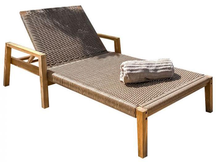 Admiral Teak Sun Lounger with Synthetic Rope in Sand