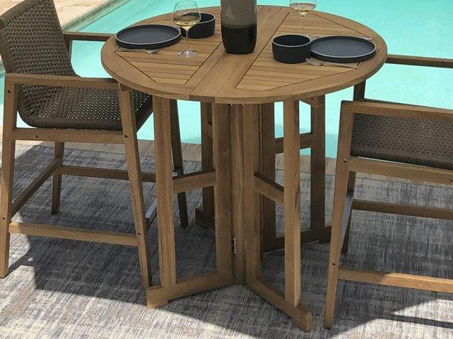 Classic 45-Inch Round Drop Leaf Outdoor Bar Table