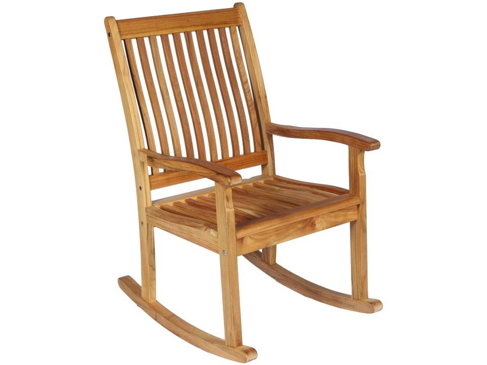 Highback Teak Rocking Lounge Chair in Natural