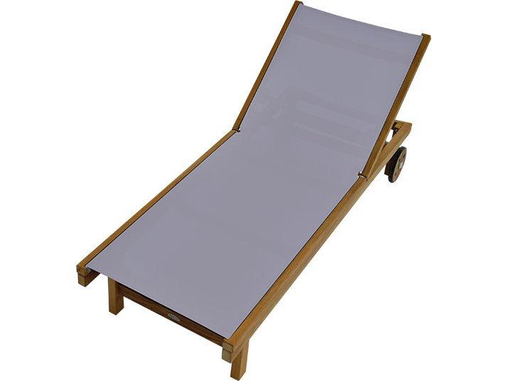 Sundaze Sling 5-Position Reclining Teak Chaise Lounge in Gray