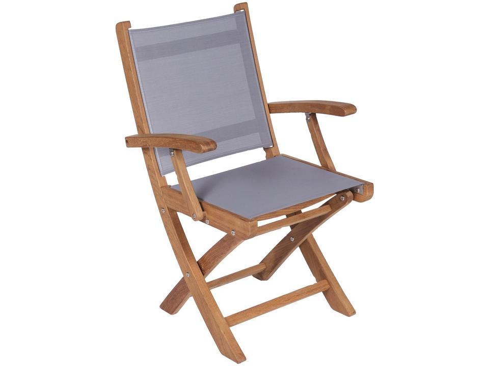 Sailmate Folding Outdoor Dining Armchair in Gray Sling