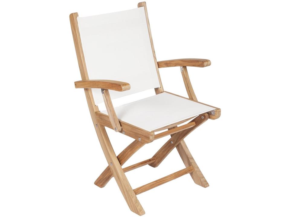 Sailmate White Sling Folding Outdoor Patio Dining Arm Chair