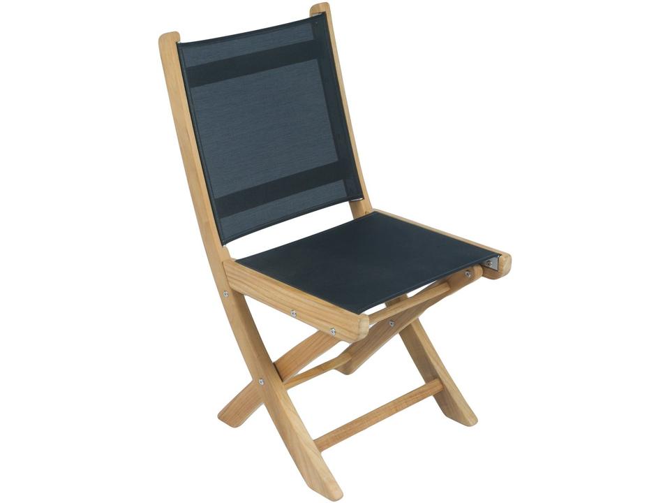 Sailmate Teak Folding Sling Dining Side Chair in Navy