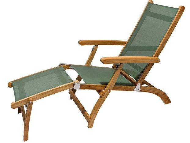 Sling Steamer Folding Lounge Chair in Moss Green