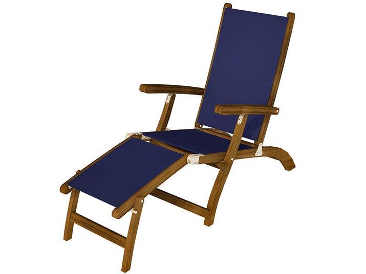 Sling Steamer Outdoor Chaise Lounge in Navy Sling