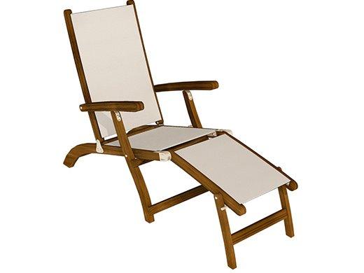 Sling Steamer Teak Outdoor Chaise Lounge White Sling